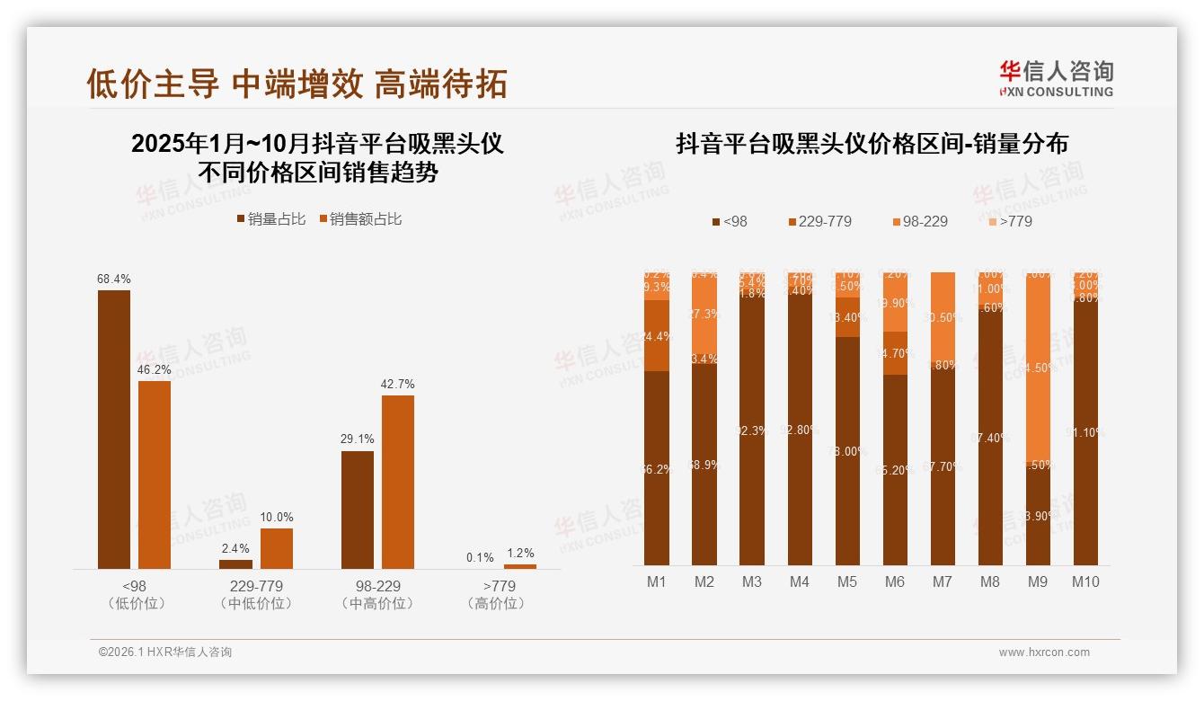 华信人咨询品类洞察：100到300元中低价位47%占比，吸黑头仪性价比为王-2026年1月-吸黑头仪-38